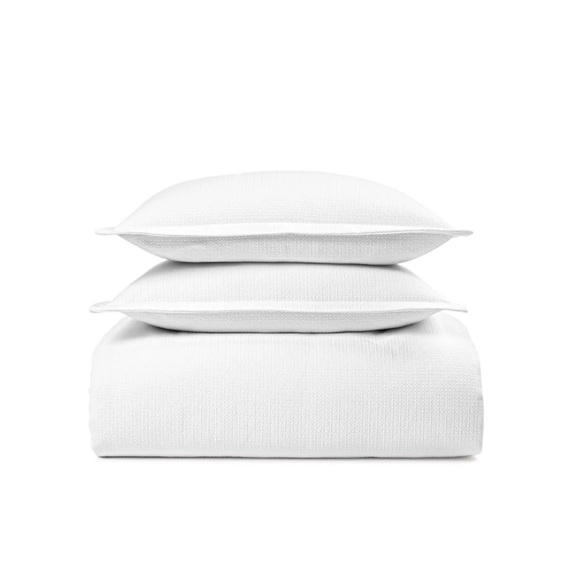 SKY 3-Piece Woven Lattice Duvet Set, White Size Full/Queen New w/Tag Retail $260 - Picture 12 of 13